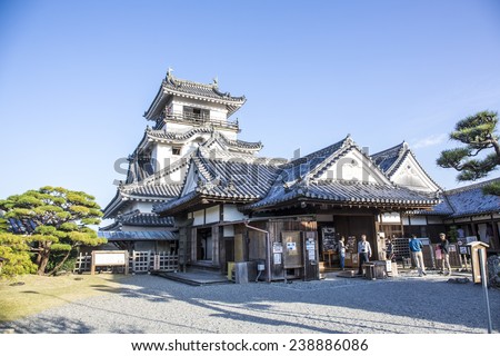 KOCHI CITY, JAPAN-NOV 29, 2014:Kochi Castle was reconstructed between 1729 and 1753 in the original style of 1611, the only castle in Japan to retain both its original tenshu, or keep, and its palace.
