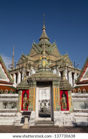 Thai style architecture at Wat Pho, one of the most famous attraction in Bangkok, Thailand.