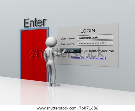 3d man secure login with administrator ID and password