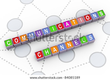 3d colorful buzzword text \'communication channels\'