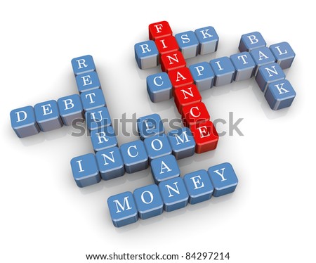 3d render of crossword related to word finance