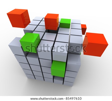 3d abstract cubes structure, Concept of team work, construction, creation etc.