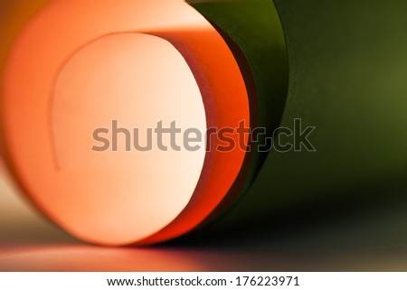 Macro, abstract, background picture of a paper spiral on paper background