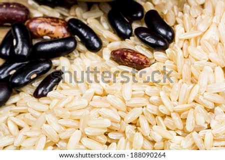 Paddy rice and beans texture