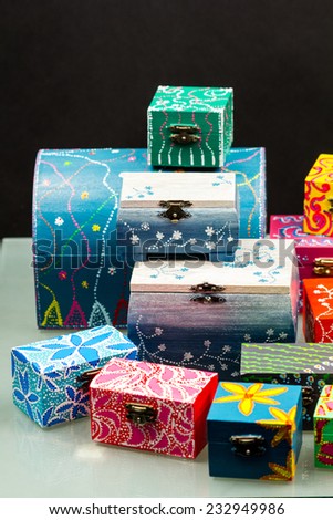 Painted, wooden small boxes for multiple purposes