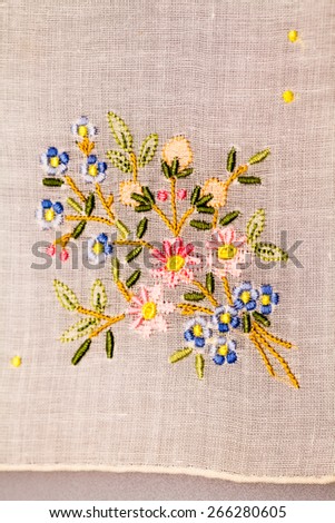 Vintage  textile texture with beautiful, fine embroidery