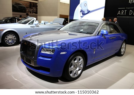 PARIS - SEPTEMBER 30: Rolls-Royce car displayed at the 2012 Paris Motor Show on September 30, 2012 in Paris