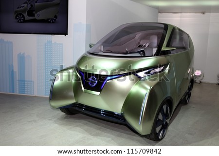 PARIS - SEPTEMBER 30: The Nissan Zero Emission Concept displayed at the 2012 Paris Motor Show on September 30, 2012 in Paris