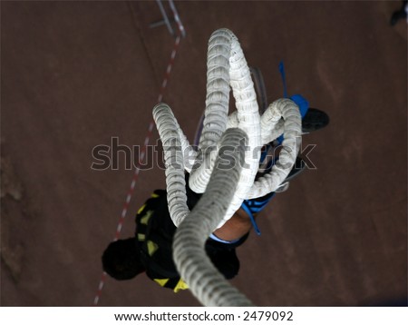 The elastic rope during a bungee jumping freefall
