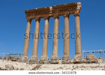 Roman columns at Heliopolis, Baalbeck, Lebanon