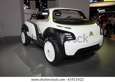 PARIS - OCTOBER 12: The Citroen Lacoste concept car displayed at the 2010 Paris Motor Show on October 12, 2010 in Paris