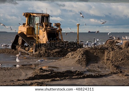 Bulldozer on a land reclamation project