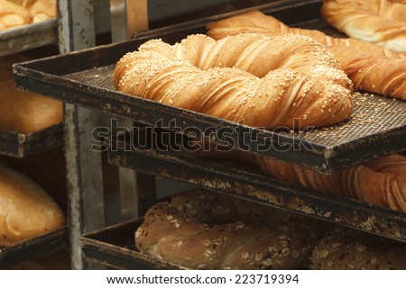 Bakery products in bakery shop