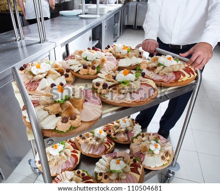 Meals on food trolley ready to be served