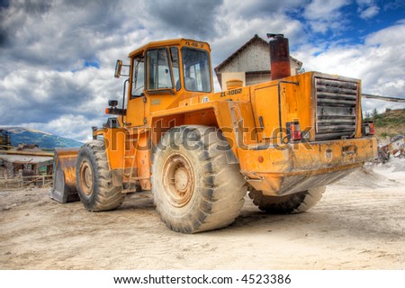 Big bulldozer at construction yard