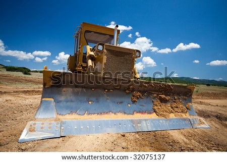 Bulldozer at construction yard