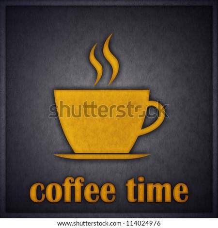 Coffee Time or Break Concept Design Card, Created in Minimal Art Technique