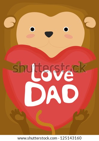 animal love collection, little monkey love dad