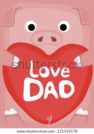 animal love collection, little pig love dad