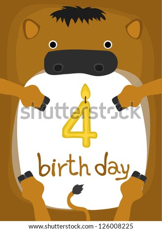 animal card collection , happy little animal horse four year old