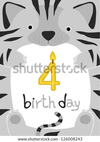 animal card collection , happy little animal cat  four year old
