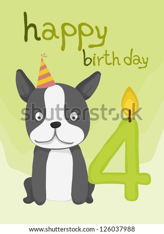 animal card collection, happy cute dog birthday