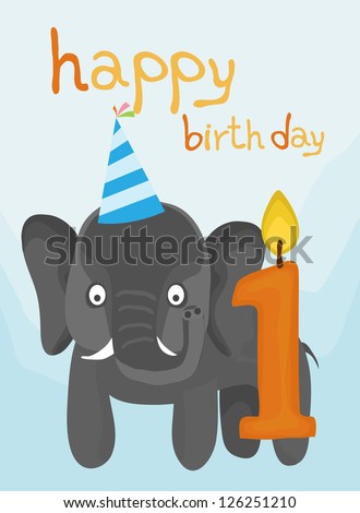 animal card collection, little elephant happy birthday one year old