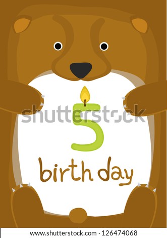 animal card collection , happy little animal bear five year old