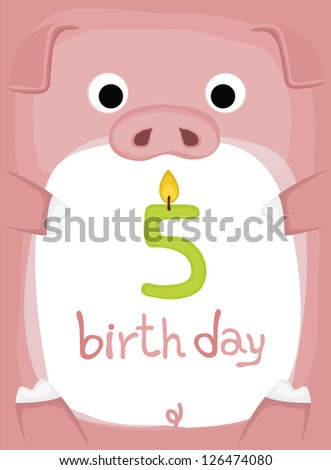 animal card collection , happy little animal pig five year old