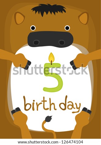 animal card collection , happy little animal horse five year old