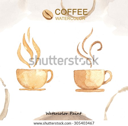 Coffee elements, Watercolor paint high resolution