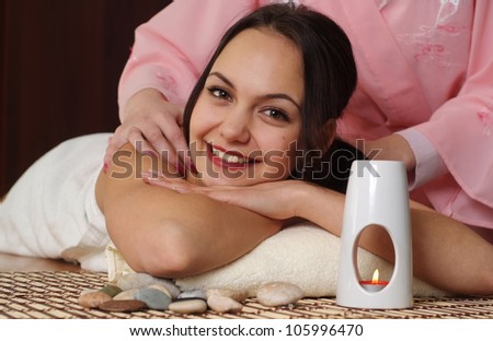 Beautiful lady at a reception in the spa salon