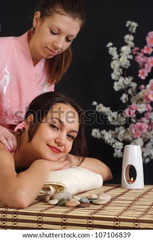 Luck Caucasian woman at a reception in the spa salon