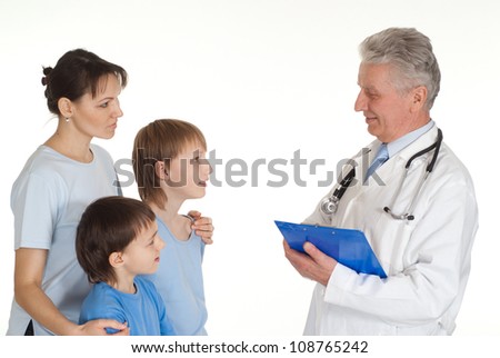 Cool family with children go to the doctor
