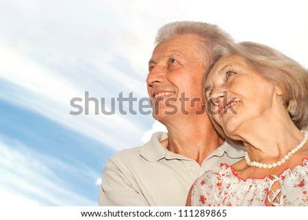 Honey elderly couple went for a walk together