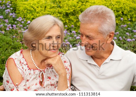 Beauteous elderly couple went for a walk together