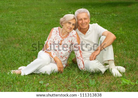 Honey elderly couple went for a walk together