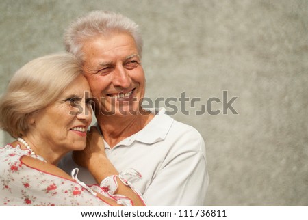 Beauteous elderly couple went for a walk around the town