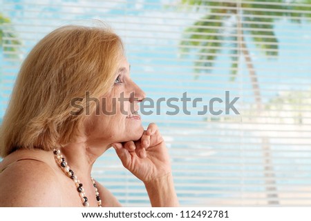 Nice  woman went to a resort vacation