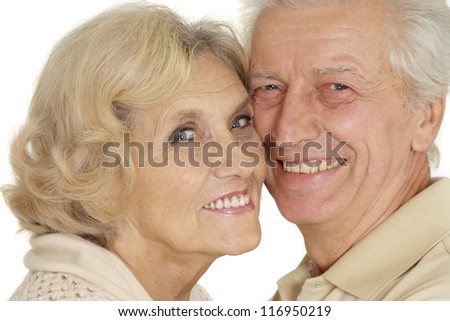 portrait of a happy older people on a white background