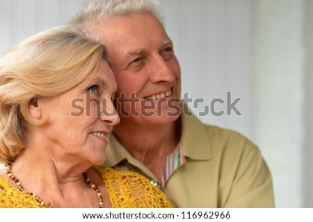 Portrait of a nice elderly couple in the room