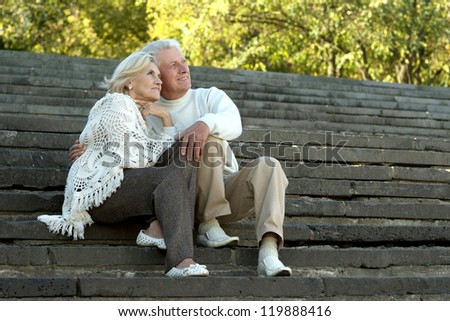 portrait of a beautiful elderly couple sitting