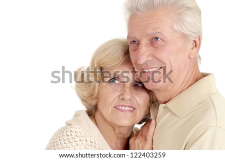 portrait of a beautiful old pair on a white