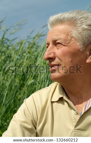 Beautiful old people went for a walk on the nature