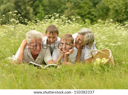Happy family resting on a sunny summer day