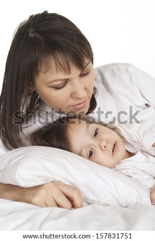 happy mother and baby sleep