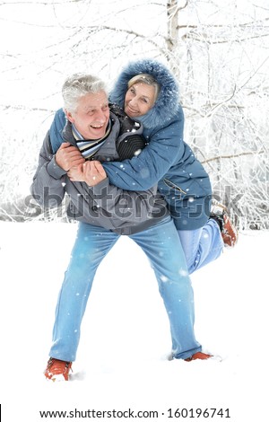 beautiful elderly couple spends time outdoors