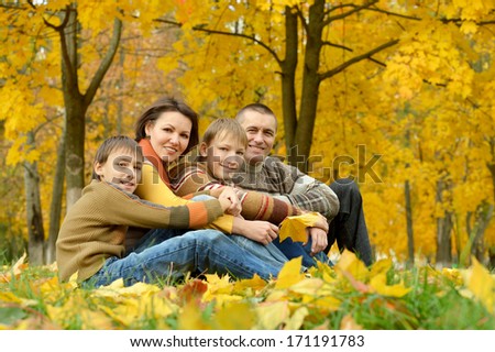 Pretty Happy Family For A Walk In The Park Fall