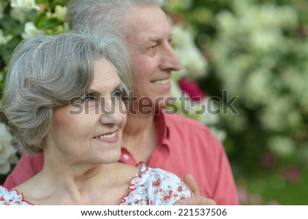 Portrait of beautiful elderly couple outdoor close-up