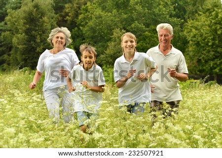 Happy family having a picnic on a sunny summer day